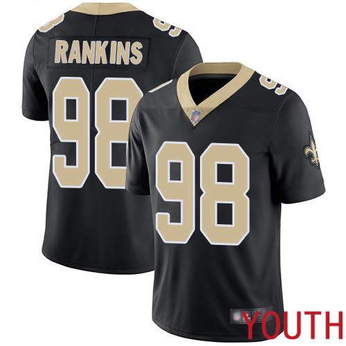 New Orleans Saints Limited Black Youth Sheldon Rankins Home Jersey NFL Football #98 Vapor Untouchable Jersey->youth nfl jersey->Youth Jersey